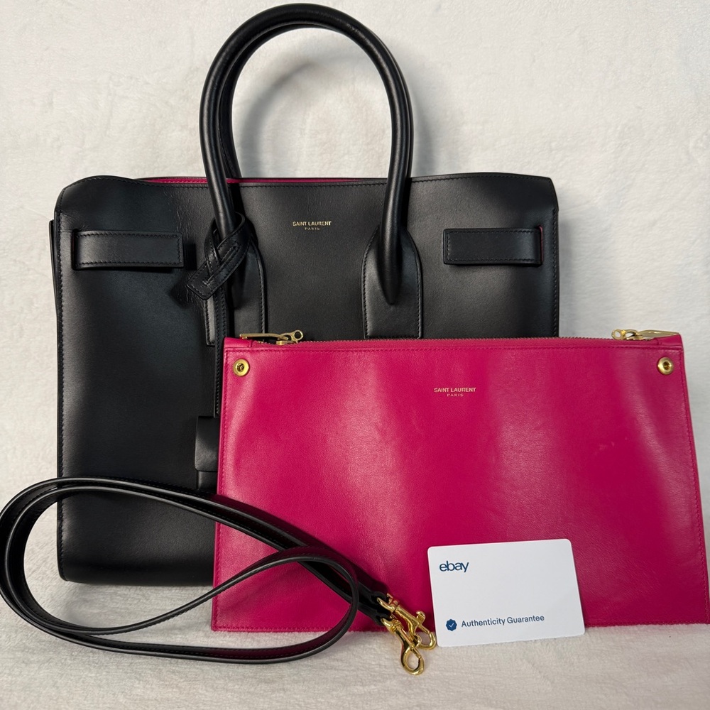 Saint Laurent Sac de Jour Leather Shoulder Bag with detachable Clutch